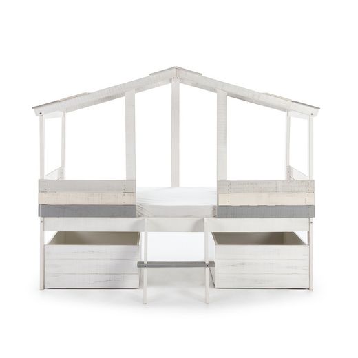 ULISES Lit Cabane en Pin Blanc/Gris, 206x131x165 cm
