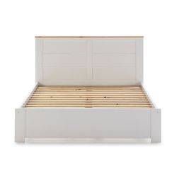 Letto 140 cm con Base AKIRA in Pino e MDF Bianco/Naturale, 197,7x152,2x100 cm