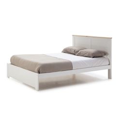 Letto 140 cm con Base AKIRA in Pino e MDF Bianco/Naturale, 197,7x152,2x100 cm