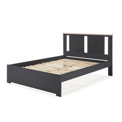 140 cm bed met ENARA onderstel in antraciet/natuur grenen en Mdf, 197,8x153,2x100 cm