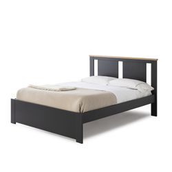 140 cm bed met ENARA onderstel in antraciet/natuur grenen en Mdf, 197,8x153,2x100 cm