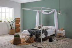 160 wit gelakt bed met lattenbodem, 202 x 172 x 200 cm