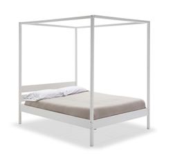 160 wit gelakt bed met lattenbodem, 202 x 172 x 200 cm