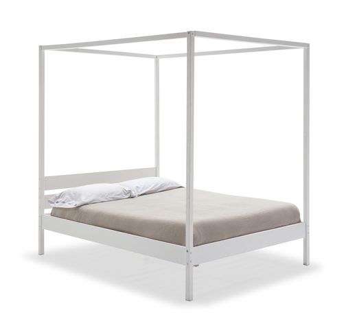 160 wit gelakt bed met lattenbodem, 202 x 172 x 200 cm