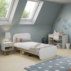 White and natural pine 90 bed, 195.4 x 106.5 x 90 cm | Esteban