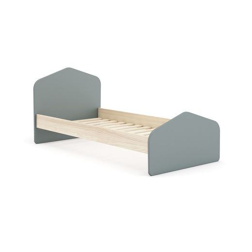 Cama de 90 de pino en verde y natural, 195,4 x 100 x 90 cm | Estefania