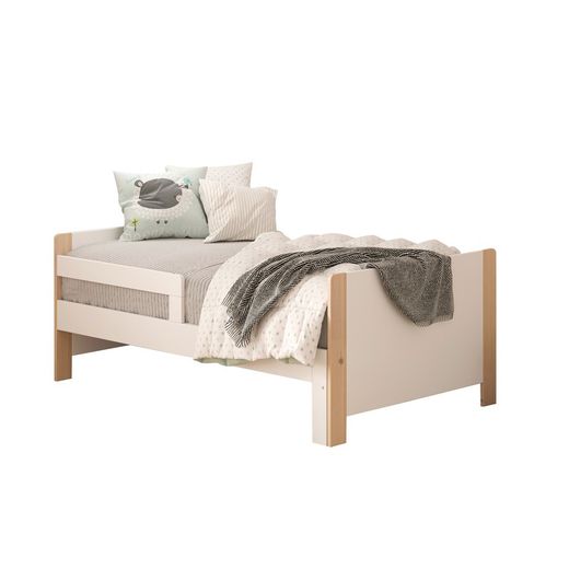 90 cm uitschuifbed in wit en natuurlijk grenen, 144,2/194,2 x 98,2 x 60 cm | willie