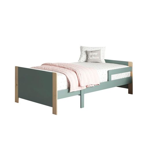 Cama de 90 extensible de pino en verde y natural, 144,2/194,2 x 98,2 x 60 cm | Willi