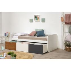 90 Lit REDONA en mélaminé gris anthracite/naturel, 195,2x105x70 cm