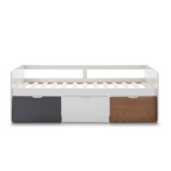 90 Lit REDONA en mélaminé gris anthracite/naturel, 195,2x105x70 cm