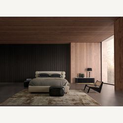 Bed van katoen en grenen in gebroken wit, 212 x 230 x 106 cm | Chiari