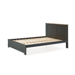 Pine bed in gray and natural, 207.7 x 172.2 x 100 cm | Akira