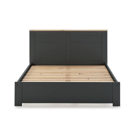 Pine bed in gray and natural, 207.7 x 172.2 x 100 cm | Akira