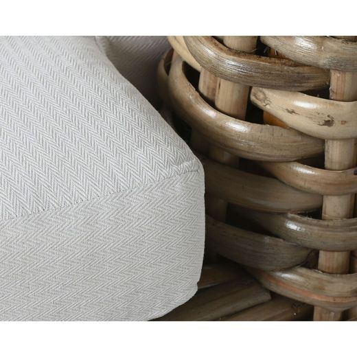 Letto in rattan e tessuto naturale e bianco, 153 x 153 x 64 cm | Indonesia