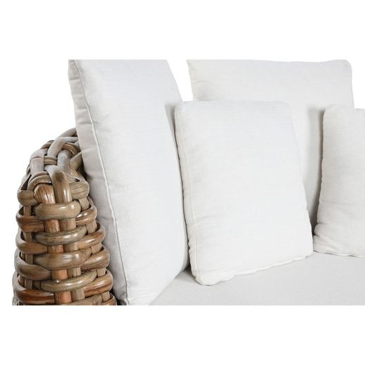 Letto in rattan e tessuto naturale e bianco, 153 x 153 x 64 cm | Indonesia