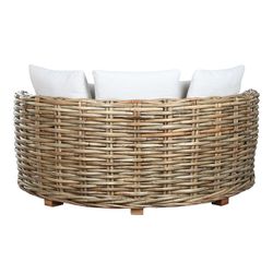 Letto in rattan e tessuto naturale e bianco, 153 x 153 x 64 cm | Indonesia