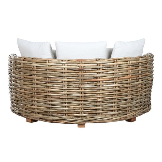 Letto in rattan e tessuto naturale e bianco, 153 x 153 x 64 cm | Indonesia