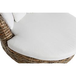 Letto in rattan e tessuto naturale e bianco, 153 x 153 x 64 cm | Indonesia