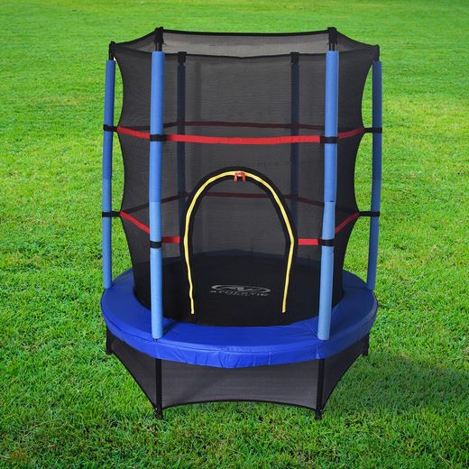 Trampoline with steel net in blue and black, Ø 140 x 160 cm | Happy Jump