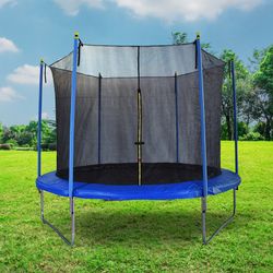 Trampoline avec filet en acier bleu et noir, Ø x 305 x 248 cm | en volant