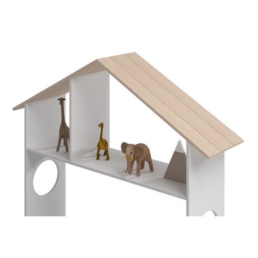 Lit simple en bois blanc et naturel, 216,5 x 128,5 x 153 cm | Odessa