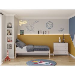 Lit simple en bois couleur crème, 199 x 107,2 x 70 cm | Énola