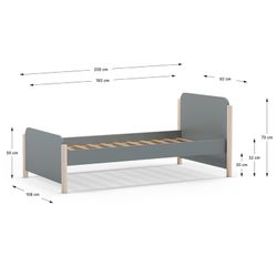 Cama individual de madeira verde, 199 x 107,2 x 70 cm | Enola