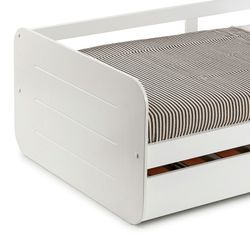 0.90 trundle bed in white wood with slatted base, 195.2 x 105 x 60 cm
