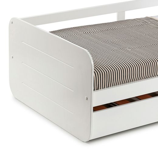 0.90 trundle bed in white wood with slatted base, 195.2 x 105 x 60 cm