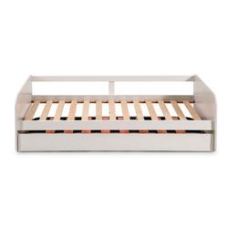 0.90 trundle bed in white wood with slatted base, 195.2 x 105 x 60 cm