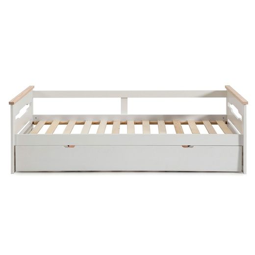 0.90 trundle bed in white wood with slatted base, 199 x 105 x 62 cm