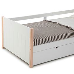 0.90 trundle bed in white wood with slatted base, 200 x 98.5 x 62 cm