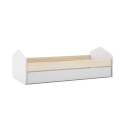 Grenen onderschuifbed in wit en naturel, 205,4 x 100 x 65 cm | Steffie