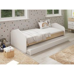 Grenen onderschuifbed in wit en naturel, 205,4 x 100 x 65 cm | Steffie