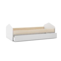 Grenen onderschuifbed in wit en naturel, 205,4 x 100 x 65 cm | Steffie