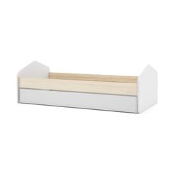 Grenen onderschuifbed in wit en naturel, 205,4 x 100 x 65 cm | Steffie