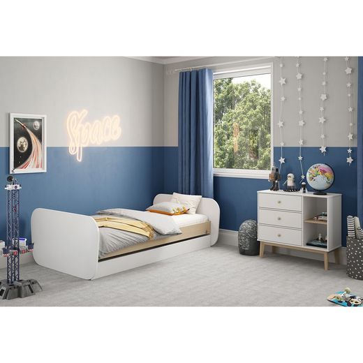 Trillsäng i furu i vitt och natur, 205,4 x 102 x 65 cm | Esteban