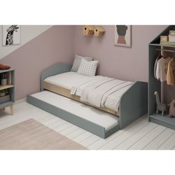 Pine trundle bed in green and natural, 205.4 x 100 x 65 cm | Stephanie