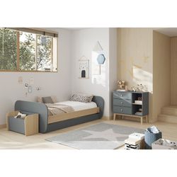 Pine trundle bed in green and natural, 205.4 x 102 x 65 cm | Esteban