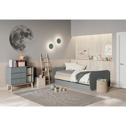 Pine trundle bed in green and natural, 205.4 x 102 x 65 cm | Esteban