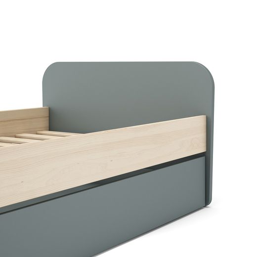 Pine trundle bed in green and natural, 205.4 x 102 x 65 cm | Esteban