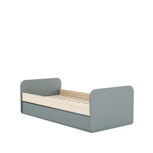 Pine trundle bed in green and natural, 205.4 x 102 x 65 cm | Esteban
