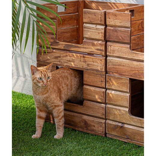 Cama para mascotas de madera de mahogany en marrón, 44 x 38 x 30 cm | Akviran
