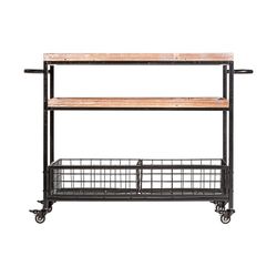 Athy iron and fir wood waiter in dark grey/natural, 110 x 40 x 81 cm