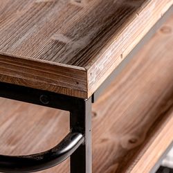 Athy iron and fir wood waiter in dark grey/natural, 110 x 40 x 81 cm