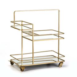 Miroir et serveuse en métal doré, 70x42x81 cm