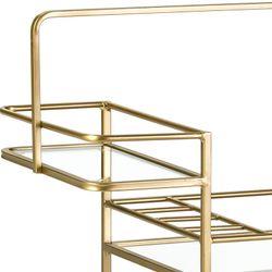 Miroir et serveuse en métal doré, 70x42x81 cm