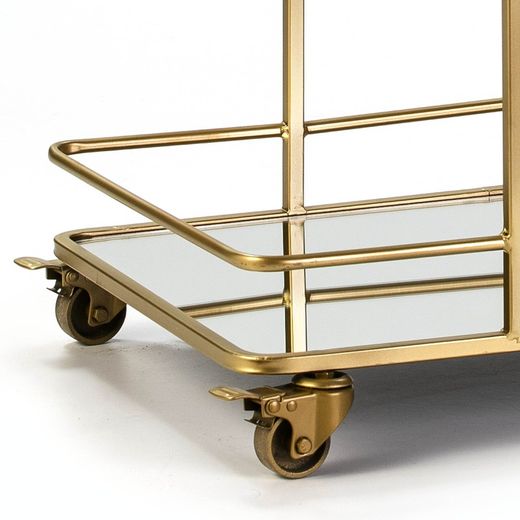 Miroir et serveuse en métal doré, 70x42x81 cm