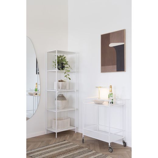 Serveur en bois et acier blanc, 68 x 40 x 79 cm | Vie