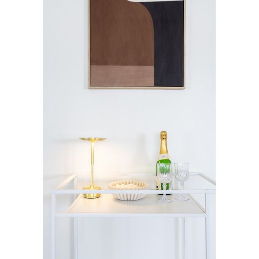 Serveur en bois et acier blanc, 68 x 40 x 79 cm | Vie